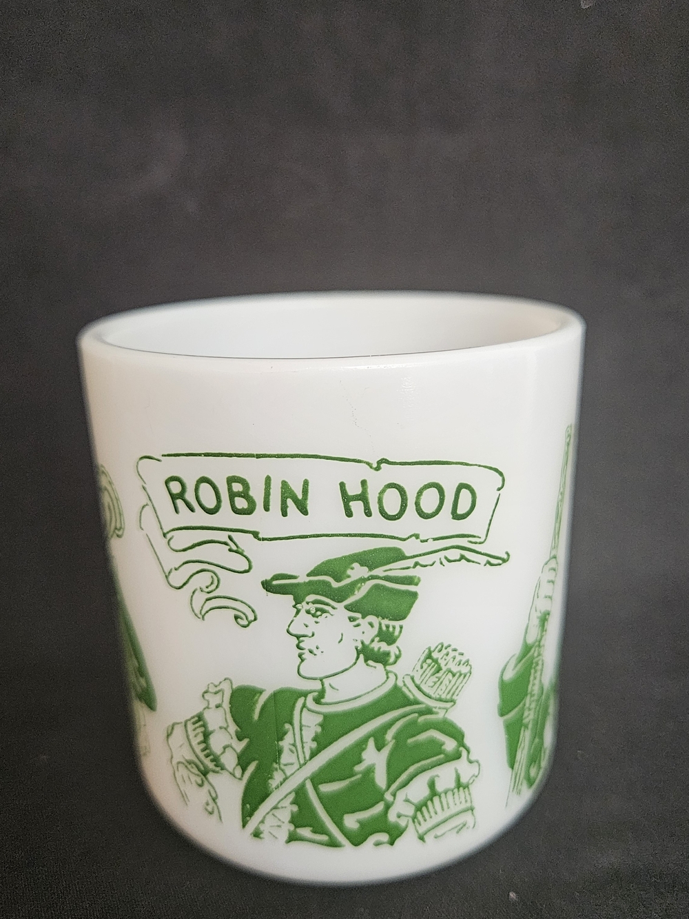 Robin Hood  Hazel Atlas White Milk Glass Childs Mug
